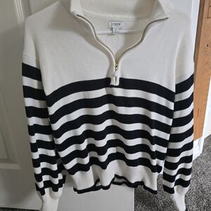 J.Crew Black and White Striped Sweater